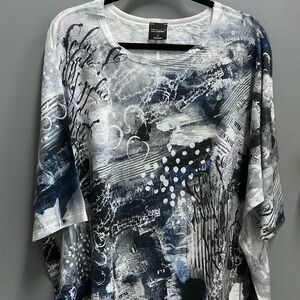 Nique Women's Short Sleeve Top - Blue and White